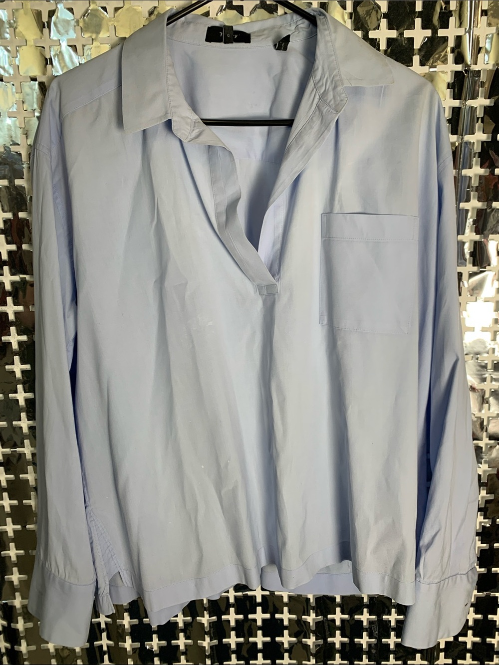 Theory Light Blue Women's Button-Down Pullover Shirt